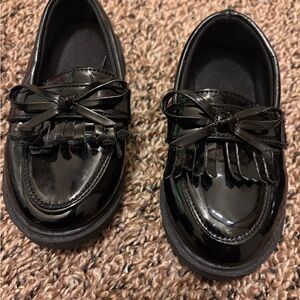 Shiny Black Kids Dress Loafers